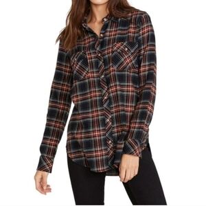 NWT Women's Volcom Get Rad Plaid Long Sleeve Button Down sz L Velvety Soft!